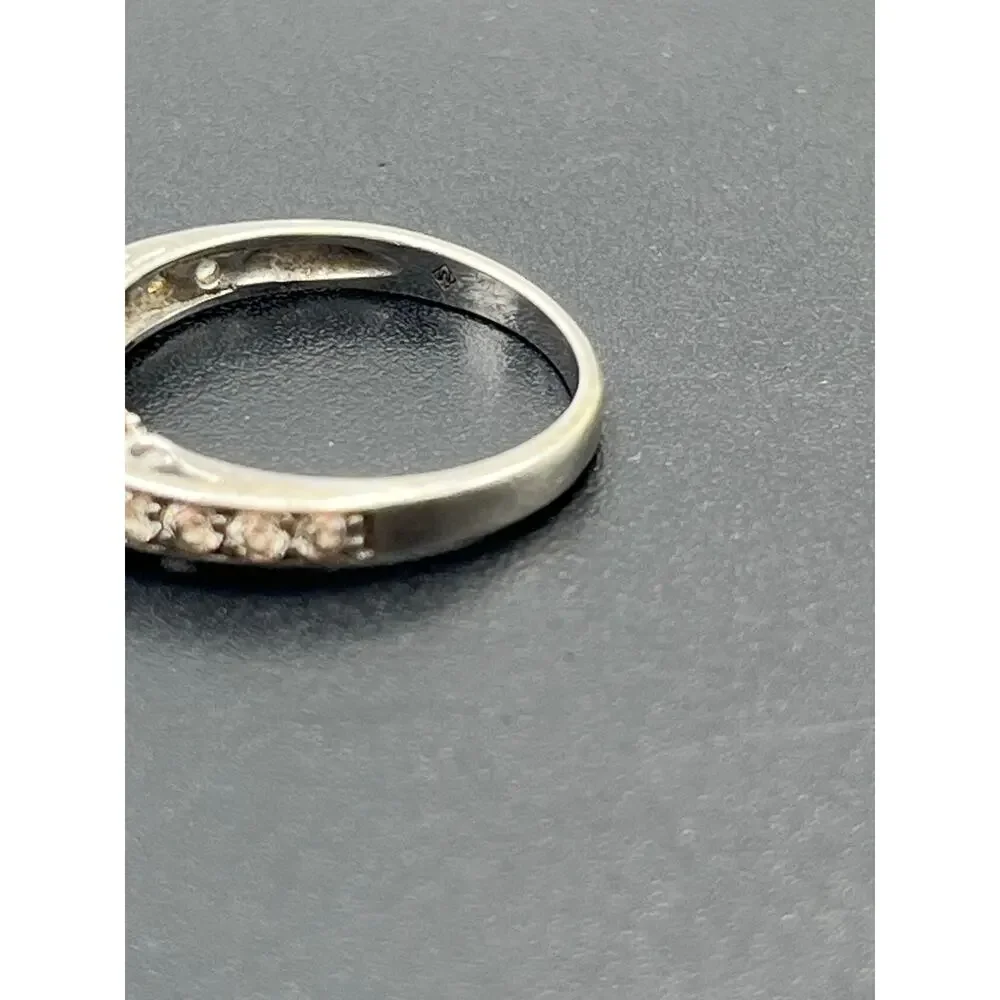 M M‎ Signed Sterling Silver 925 Multicolor CZ Half Eternity Band Ring Sz 6.25